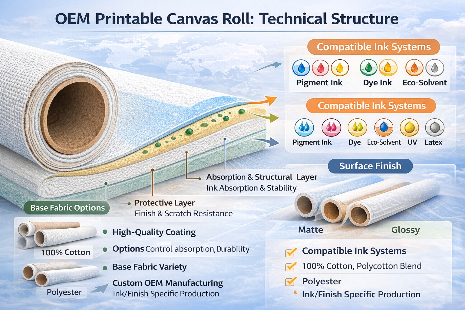 OEM Printable Canvas Roll: Technical Structure