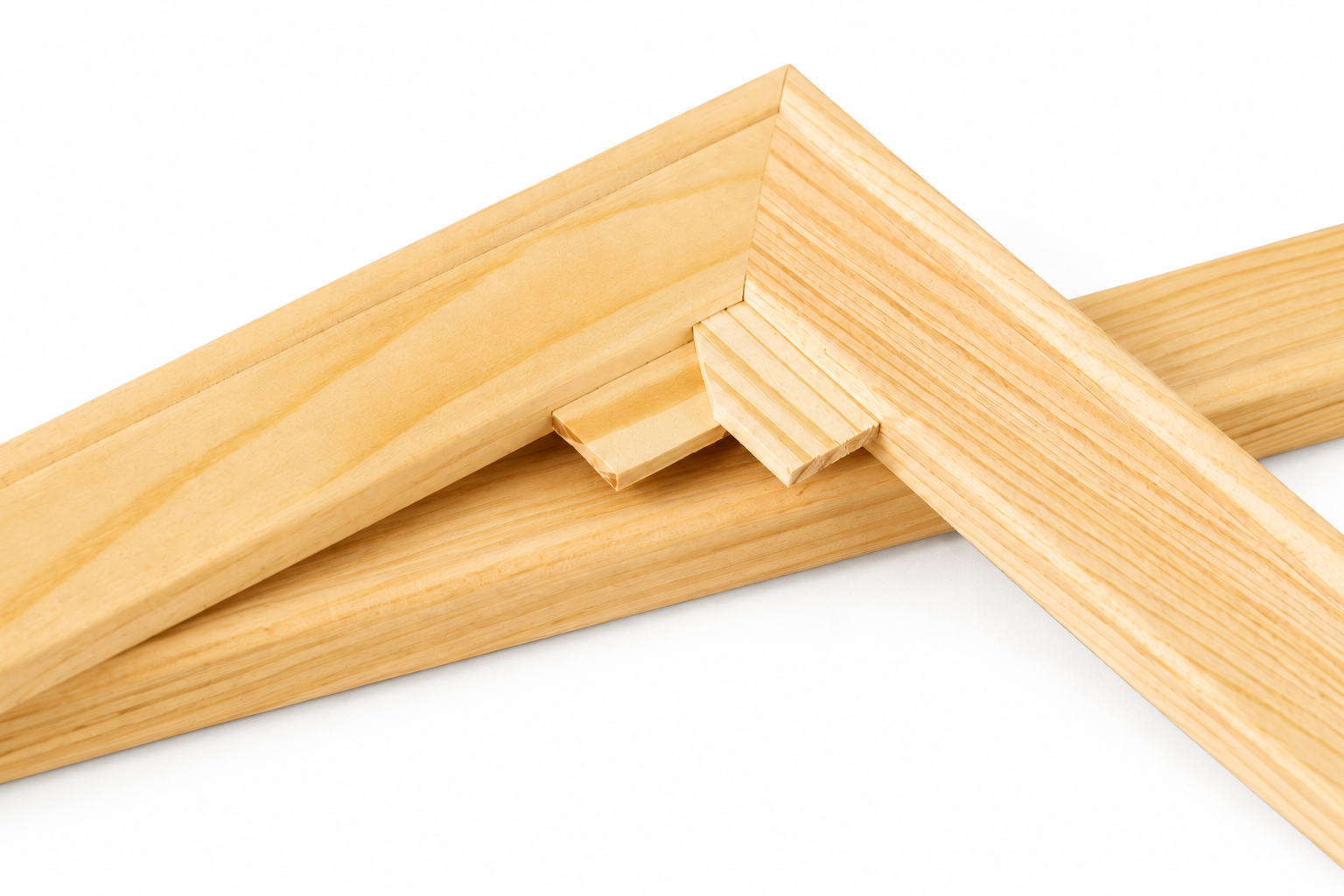 Wooden canvas keys installed in stretcher bar corners