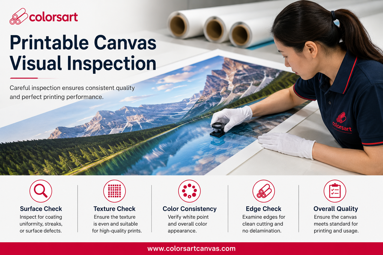 Printable canvas visual inspection