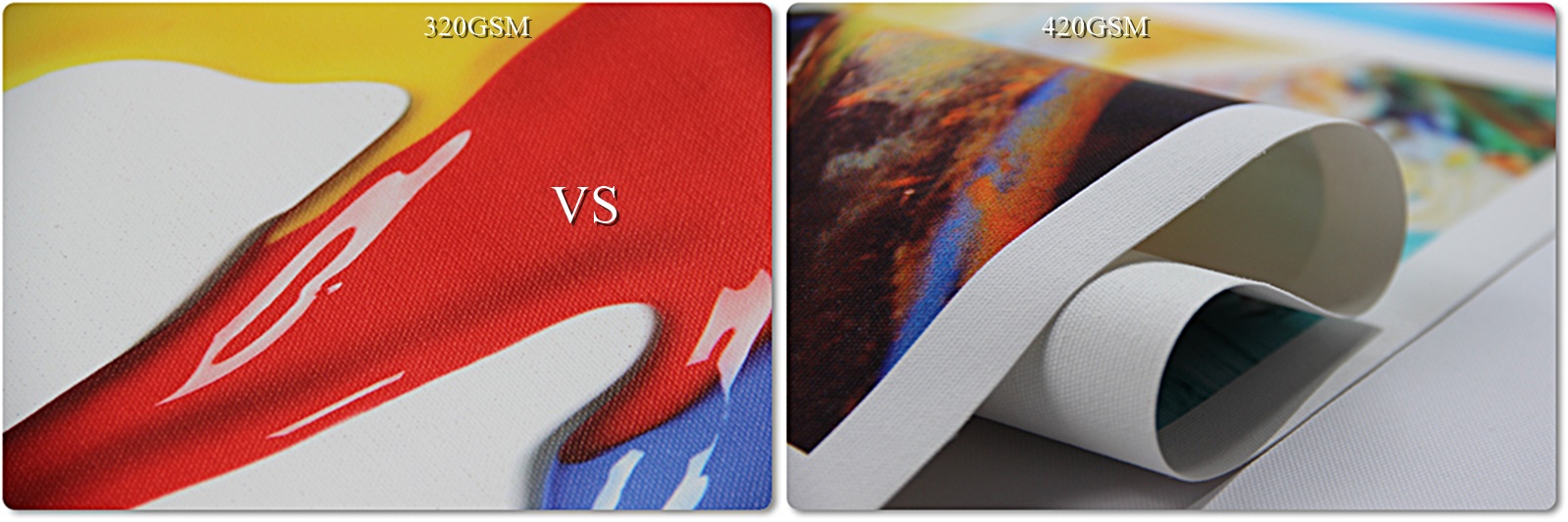 Comparison showing that higher GSM does not always mean better printable canvas quality