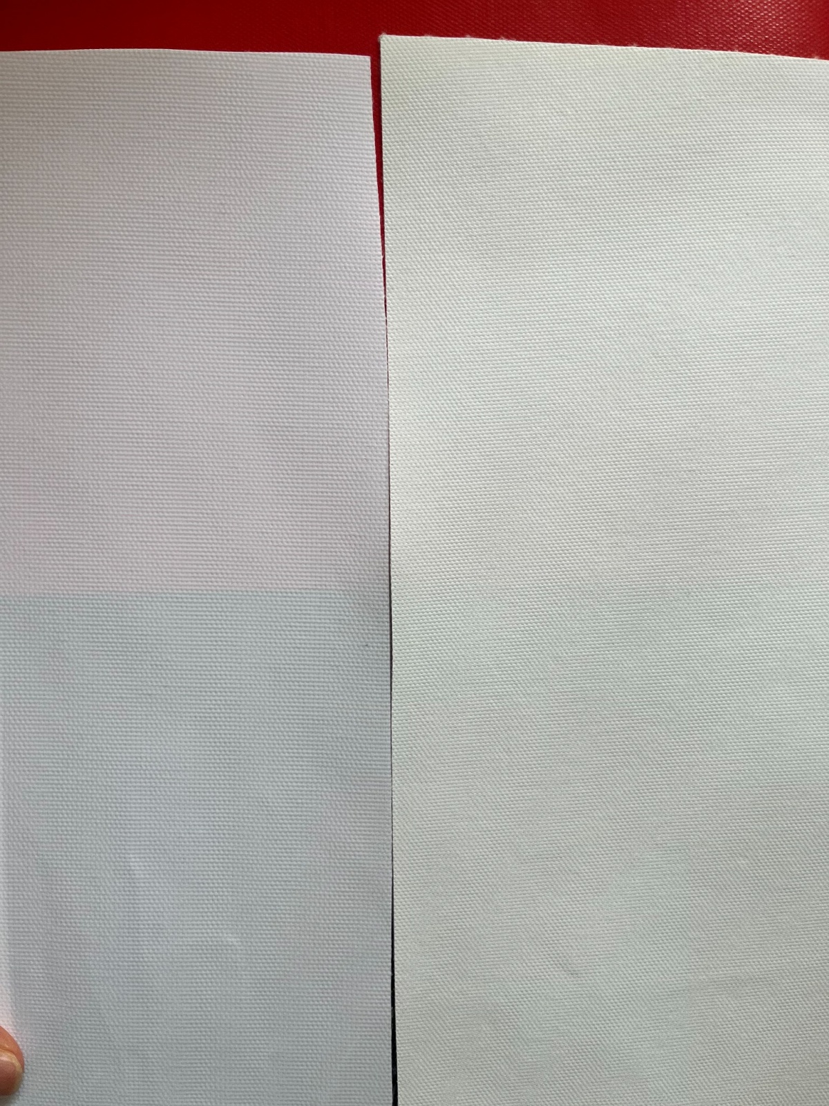 Printable polyester canvas surface and opacity comparison samples