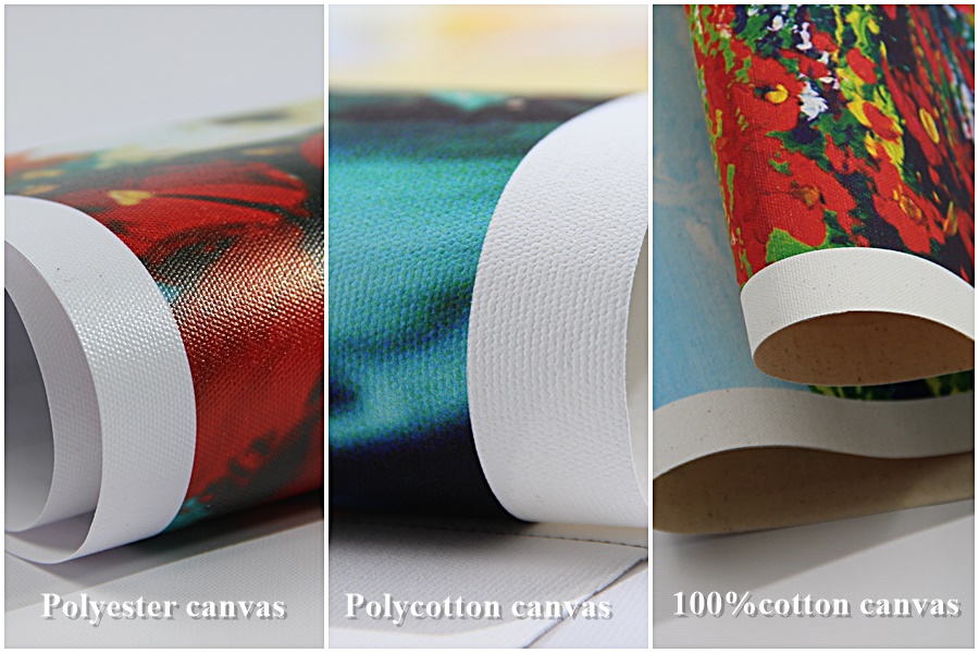 Comparison of artwork printed on cotton polyester and polycotton printable canvas