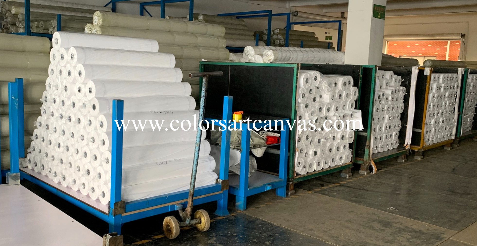 Finished printable canvas rolls prepared at Colors Art factory