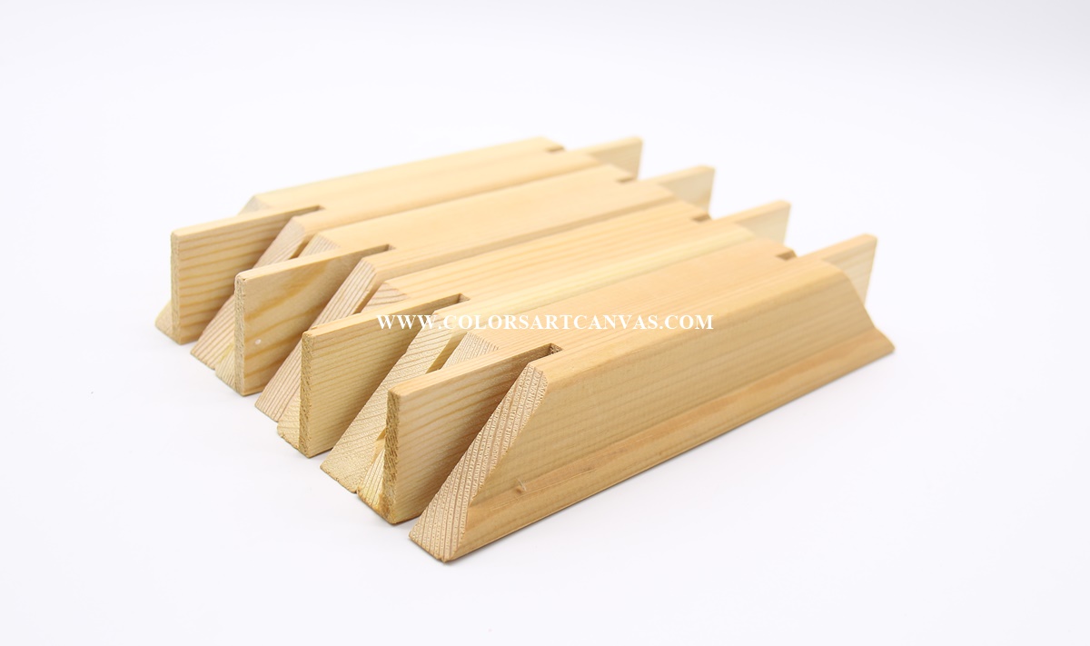 Four deep-profile 37&times;38mm wooden stretcher bars for gallery wrap canvas
