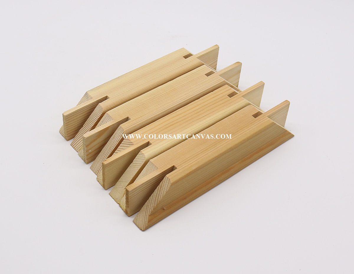 Range of 37&times;38mm gallery wrap stretcher bar profiles with different edge geometries