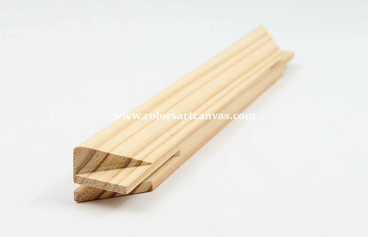 Sloped stretcher bar profile with rounded canvas-contact edge