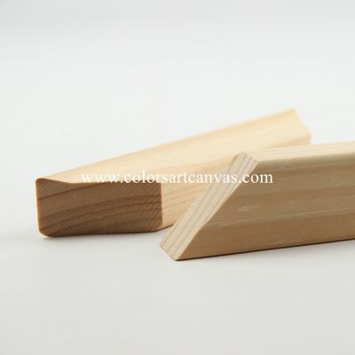 Raw wood strainer stretcher bar with v-nailer